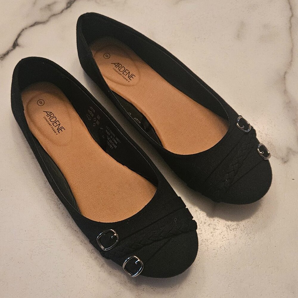 Ardene black flats size 8